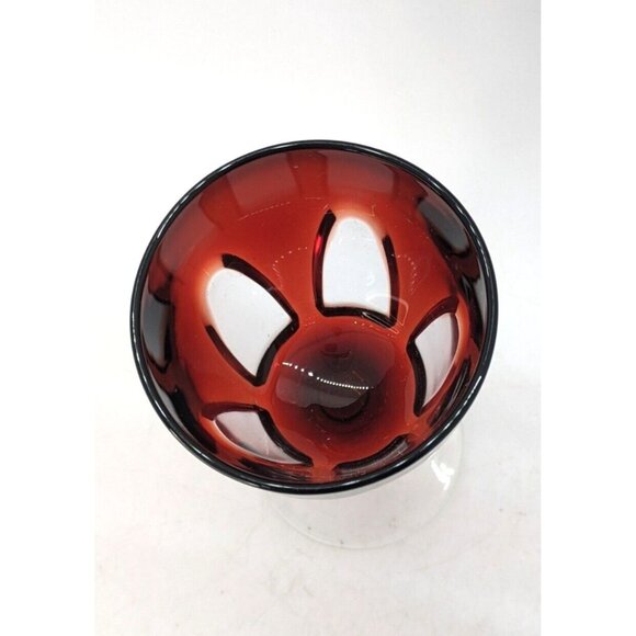 CRISTAL D'ARQUES DURAND Gothic Red Cordial Wine Glass Set of 4 Ruby Crystal 3 oz - Picture 5 of 7